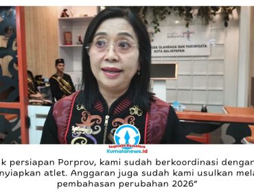 Kepala Disparpora Kota Balikpapan, Cokorda Ratih Kusuma, menyampaikan persiapan kontingen Balikpapan menghadapi Porprov Kaltim VIII melalui koordinasi bersama KONI. Foto: M Hilmansyah.