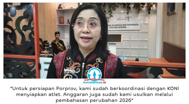 Kepala Disparpora Kota Balikpapan, Cokorda Ratih Kusuma, menyampaikan persiapan kontingen Balikpapan menghadapi Porprov Kaltim VIII melalui koordinasi bersama KONI. Foto: M Hilmansyah.