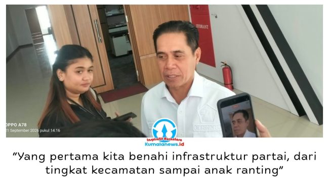 Ketua DPRD Samarinda sekaligus Ketua DPC Partai Gerindra Samarinda, Helmi Abdullah, menyebut Gerindra mulai membenahi struktur organisasi hingga tingkat kecamatan dan anak ranting sebagai bagian dari persiapan menghadapi Pilwali Samarinda 2029. Foto: Yana Ashari.
