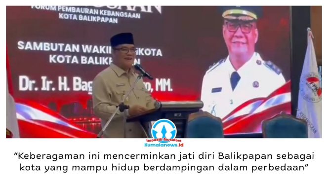 
 Wakil Wali Kota Balikpapan Bagus Susetyo saat menghadiri Silaturahmi Kebangsaan yang dirangkai dengan Bimbingan Teknis Penguatan Kapasitas Pembauran Kebangsaan Kota Balikpapan Tahun 2026 di Hotel Gran Senyiur Balikpapan. Foto: M Hilmansyah.