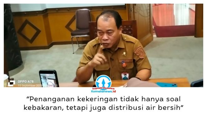 
 Kepala BPBD Kota Samarinda, Suwarso, mengatakan penanganan kekeringan dilakukan secara menyeluruh, mencakup penanganan karhutla, distribusi air bersih, serta pemenuhan kebutuhan air untuk sektor pertanian. Foto: Yana Ashari.