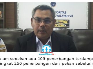 Kepala Otban Wilayah VII Ferdinan Nurdin menyampaikan bahwa penurunan jarak pandang akibat kabut asap menjadi salah satu faktor yang memengaruhi operasional penerbangan di sejumlah bandara. Foto: M Hilmansyah.