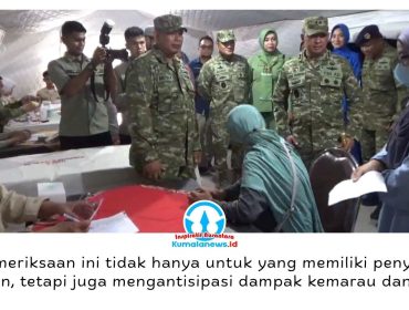 Pangdam VI/Mulawarman Mayjen TNI Krido Pramono bersama Ketua Persit KCK Daerah VI/Mulawarman Syantik Krido Pramono meninjau kegiatan bakti kesehatan dalam rangka HUT ke-81 TNI di Makodam VI/Mulawarman, Selasa (22/9/2026). Foto: M Hilmansyah.