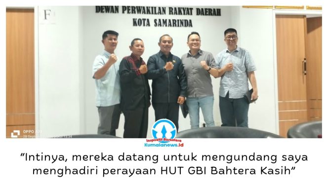 
 Wakil Ketua DPRD Kota Samarinda, Ahmad Vananzda, menerima kunjungan pengurus GBI Bahtera Kasih Samarinda di ruang kerjanya, Senin (28/9/2026), dalam rangka memperkuat komunikasi dan hubungan baik lintas agama di Kota Samarinda. Foto: Yana Ashari.