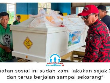 Relawan Doreng PDI Perjuangan Kota Samarinda membantu pengantaran jenazah menuju Krematorium Serayu, Tanah Merah, sebagai bagian dari kegiatan sosial yang telah dilakukan sejak 2004.