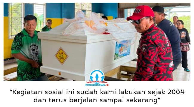 Relawan Doreng PDI Perjuangan Kota Samarinda membantu pengantaran jenazah menuju Krematorium Serayu, Tanah Merah, sebagai bagian dari kegiatan sosial yang telah dilakukan sejak 2004.