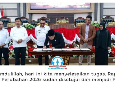 Penandatanganan kesepakatan bersama Rancangan Peraturan Daerah (Raperda) tentang Perubahan APBD Kabupaten Kutai Kartanegara Tahun Anggaran 2026. Foto: Indirwan.