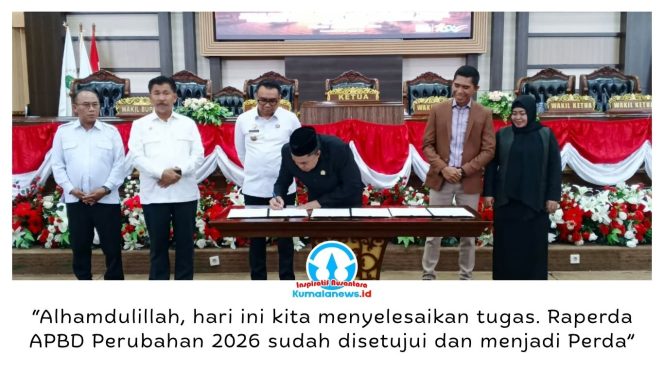 
 Penandatanganan kesepakatan bersama Rancangan Peraturan Daerah (Raperda) tentang Perubahan APBD Kabupaten Kutai Kartanegara Tahun Anggaran 2026. Foto: Indirwan.