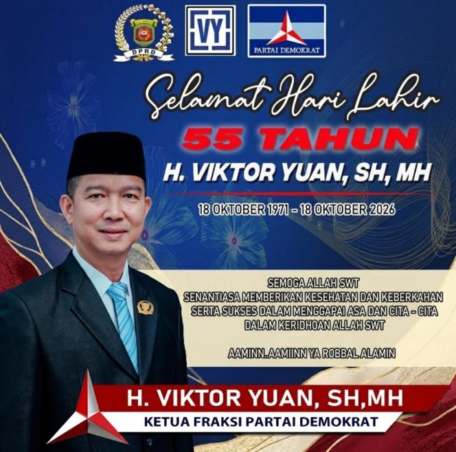 
 Selamat Ulang Tahun Ke-55 H. Viktor Yuan, S.H., M.H.