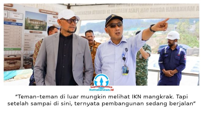 
 Hakim Agung Mahkamah Agung RI YM Sugeng Sutrisno, YM Ennid Hasannudin, dan YM Lulik Tri Cahyaningrum bersama jajaran meninjau langsung perkembangan pembangunan Ibu Kota Nusantara (IKN), Rabu (30/9/2026). Foto: Humas Otorita IKN.