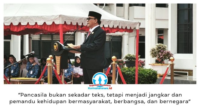 
 Wakil Wali Kota Balikpapan Bagus Susetyo menjadi inspektur upacara peringatan Hari Kesaktian Pancasila di Balikpapan, Kamis (1/10/2026), sekaligus mengajak masyarakat memperkuat nilai Pancasila sebagai landasan persatuan. Foto: M Hilmansyah.