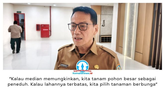 
 Kepala DLH Balikpapan Sudirman Djayaleksana mengatakan jenis tanaman disesuaikan dengan kondisi dan luas lahan, termasuk memilih pohon peneduh untuk median yang luas serta tanaman berbunga di area terbatas. Foto: M Hilmansyah.