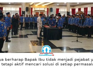 Pelantikan pejabat manajerial dan nonmanajerial, administrator, pengawas, serta fungsional di lingkungan Pemerintah Kabupaten Kutai Kartanegara. Foto: Indirwan.