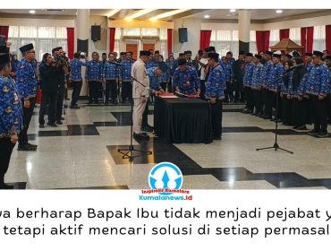 Pelantikan pejabat manajerial dan nonmanajerial, administrator, pengawas, serta fungsional di lingkungan Pemerintah Kabupaten Kutai Kartanegara. Foto: Indirwan.