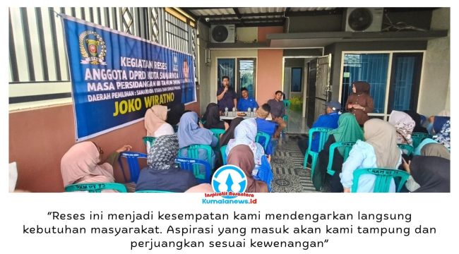 Anggota DPRD Kota Samarinda, Joko Wiratno, menyerap aspirasi warga dalam Reses Masa Persidangan III Tahun 2026 di Perum Bumi Sempaja, Samarinda, Minggu (4/10/2026) malam, khususnya terkait pembangunan infrastruktur dan peningkatan pelayanan publik.