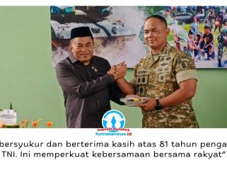 Ketua DPRD Kukar Ahmad Yani bersama Dandim 0906/Kukar Letkol Arm Benny Budiman dalam syukuran HUT ke-81 TNI. Foto: Indirwan.