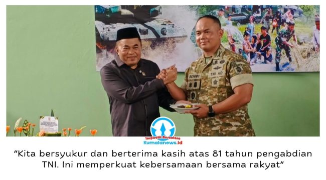 Ketua DPRD Kukar Ahmad Yani bersama Dandim 0906/Kukar Letkol Arm Benny Budiman dalam syukuran HUT ke-81 TNI. Foto: Indirwan.