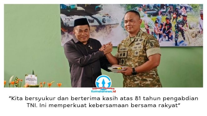 
 Ketua DPRD Kukar Ahmad Yani bersama Dandim 0906/Kukar Letkol Arm Benny Budiman dalam syukuran HUT ke-81 TNI. Foto: Indirwan.
