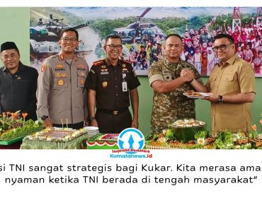 Bupati Kukar Aulia Rahman Basri menghadiri syukuran HUT ke-81 TNI di GOR Kodim 0906/Kukar, sekaligus menegaskan pentingnya sinergi TNI dan Pemkab Kukar dalam memperkuat ketahanan pangan serta keamanan daerah. Foto: Indirwan.