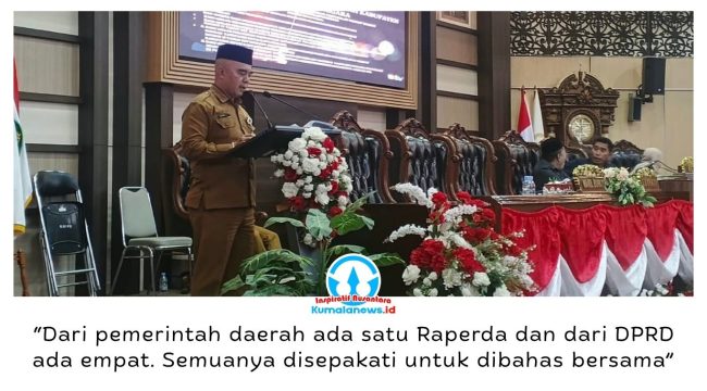 Pemerintah Kabupaten Kutai Kartanegara (Kukar) dan DPRD Kukar menyepakati pembahasan lima Raperda, terdiri dari satu usulan Pemkab Kukar dan empat usulan DPRD. Kesepakatan tersebut disampaikan Asisten I Setkab Kukar, H. Akhmad Taufik Hidayat, usai rapat paripurna DPRD Kukar, Senin (5/10/2026). Foto: Indirwan.