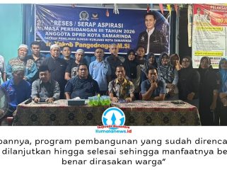 Anggota DPRD Kota Samarinda, Yakob Pangedongan, menyerap aspirasi warga melalui Reses Masa Persidangan III Tahun 2026 di Kelurahan Lok Bahu, Kamis (8/10/2026) malam. Warga menyampaikan usulan terkait perbaikan infrastruktur, fasilitas pendidikan, dan penyediaan ruang bermain anak.