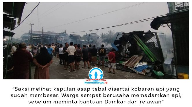
 Kebakaran melanda permukiman di Jalan Jenderal Sudirman RT 7, Desa Muara Muntai Ulu, Kukar, Jumat (9/10/2026) dini hari. Sejumlah rumah, toko, dan kantor Bank BPD Kaltimtara terdampak, dengan kerugian sementara ditaksir mencapai Rp2 miliar. Foto: Idil.