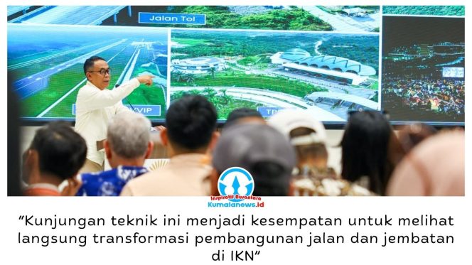 
 Sekretaris Otorita IKN, Bimo Adi Nursanthyasto, bersama jajaran menyambut peserta kunjungan teknik Konferensi Regional Teknik Jalan (KRTJ) ke-16 di Kawasan Inti Pusat Pemerintahan (KIPP) Nusantara, Kamis (8/10/2026). Foto: Humas Otorita IKN.