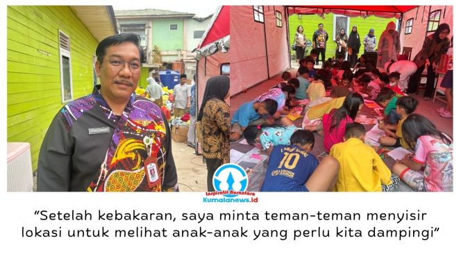 
 Kepala DP3A Kukar, Syafliansyah, memastikan anak-anak terdampak kebakaran di Tenggarong mendapat pendampingan untuk membantu memulihkan kondisi psikologis dan mencegah trauma berkepanjangan. Foto: Indirwan.