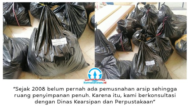 
 Arsip Disketapang Kukar yang telah dicacah setelah melalui proses pemusnahan sesuai ketentuan kearsipan. Foto: Indirwan.