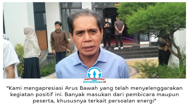 
 Ketua DPRD Kota Samarinda, Helmi Abdullah, mengapresiasi Arusbawah Energy Forum 2026 di Gedung Olah Bebaya, Kantor Gubernur Kaltim, Sabtu (10/10/2026). Forum bertema “Menjadi Tuan Rumah di Negeri Energi: Dari Perut Bumi ke PAD” ini menjadi wadah diskusi dan pertukaran gagasan untuk mendukung pembangunan daerah. Foto: Yana Ashari.