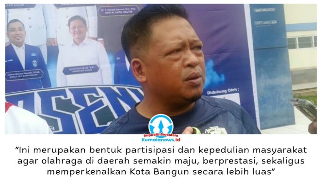 
 Kepala Dispora Kukar, Aji Ali Husni, mengapresiasi Hexa Badminton Championship 2026 di Kota Bangun yang mendapat dukungan masyarakat dan pengusaha lokal untuk mendorong kemajuan olahraga serta melahirkan atlet berprestasi. Foto: Indirwan.