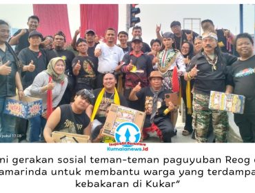 Ketua Reog Ponorogo Kota Samarinda, Nidya Listyono, menyebut aksi penggalangan dana bagi korban kebakaran Tenggarong sebagai wujud kepedulian sosial seniman sekaligus upaya menjadikan kesenian tradisional sebagai sarana membantu sesama. Foto: Yana Ashari.