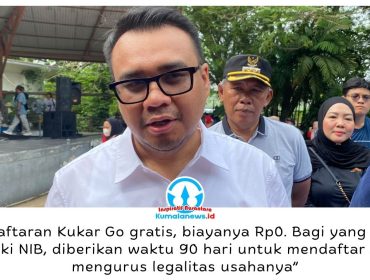 Bupati Kukar, Aulia Rahman Basri, menegaskan pendaftaran program Kukar Go gratis. Pelaku UMKM yang belum memiliki NIB diberi waktu 90 hari sejak pendaftaran untuk melengkapi legalitas usaha. Foto: Indirwan.