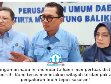 Direktur Utama PTMB, Yudhi Saharuddin, menyebut tambahan dukungan armada dari HIPMI dan kepolisian memperkuat distribusi air bersih bagi warga terdampak gangguan layanan di Balikpapan. Total sekitar 20 mobil tangki disiapkan untuk memperluas jangkauan dan mempercepat penyaluran air. Foto: M Hilmansyah.