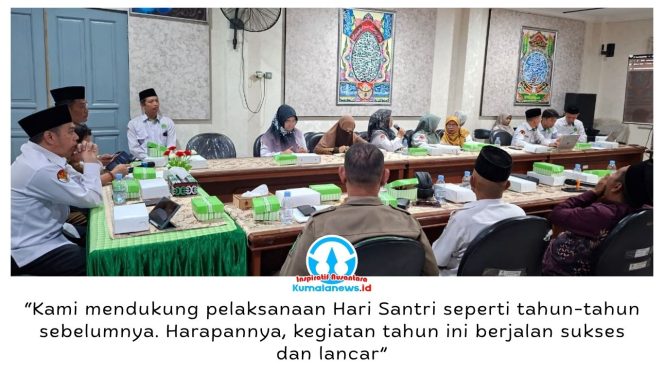 
 Pemkab Kukar menyatakan dukungan terhadap peringatan Hari Santri Nasional 2026 yang dijadwalkan pada 22 Oktober. Dukungan tersebut dibahas dalam rapat persiapan bersama Kemenag Kukar, meliputi anggaran, lokasi, dan kesiapan teknis untuk menyambut ribuan peserta. Foto: Indirwan.