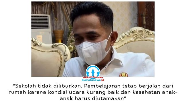 Wali Kota Balikpapan, Rahmad Mas’ud, menegaskan pembelajaran jarak jauh (PJJ) selama tiga hari bukan libur sekolah, melainkan upaya melindungi peserta didik dari dampak buruk kabut asap. Foto: M Hilmansyah.