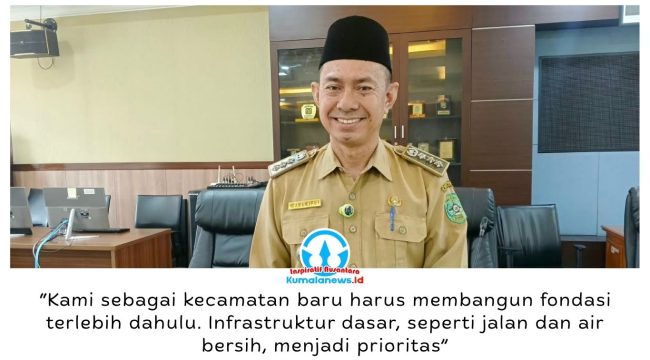 Camat Kota Bangun Darat, Julkifli, memprioritaskan pembangunan infrastruktur dasar, terutama jalan poros antardesa, akses air bersih, dan fasilitas pelayanan publik untuk mendukung pemerataan pembangunan wilayah. Foto: Indirwan.