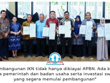 Otorita IKN menandatangani Perjanjian Kerja Sama (PKS) proyek Kerja Sama Pemerintah dan Badan Usaha (KPBU) sektor perumahan dan investasi langsung swasta murni di Glamping IKN, KIPP Nusantara, Rabu (14/10/2026). Foto: Humas Otorita IKN.