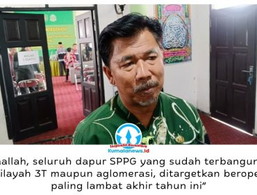 Sekretaris Daerah Kukar, Sunggono, menyampaikan sekitar 70 dapur SPPG di Kutai Kartanegara ditargetkan mulai beroperasi paling lambat akhir 2026, terdiri atas 17 dapur di wilayah 3T dan 53 dapur di kawasan aglomerasi. Foto: Indirwan.