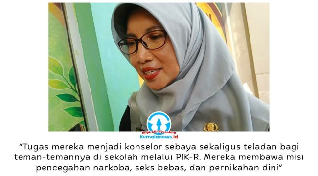 Sekretaris DP2KB Kukar, Sri Lindawati, menegaskan peran Duta Genre sebagai konselor sebaya dan teladan bagi remaja dalam mengedukasi teman-temannya mengenai pencegahan narkoba, perilaku seksual berisiko, dan pernikahan dini. Foto: Indirwan.