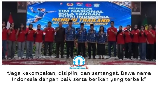 
 Wali Kota Balikpapan, Rahmad Mas’ud, memberikan dukungan dan melepas Timnas Bola Tangan Putri Indonesia yang akan berlaga di IHF Nation Trophy di Thailand, di Aula Balai Kota Balikpapan, Senin (19/10/2026). Foto: M Hilmansyah.
