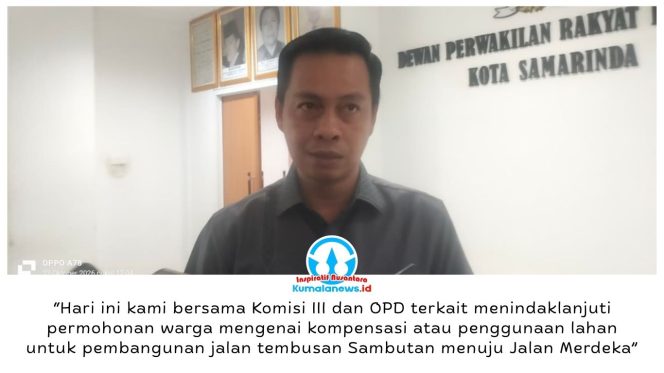 
 Sekretaris Komisi I DPRD Samarinda, Ronal Stephen Lonteng, membahas tindak lanjut persoalan penggunaan lahan warga untuk pembangunan jalan tembusan Sambutan–Merdeka bersama OPD terkait. Foto: Yana Ashari.