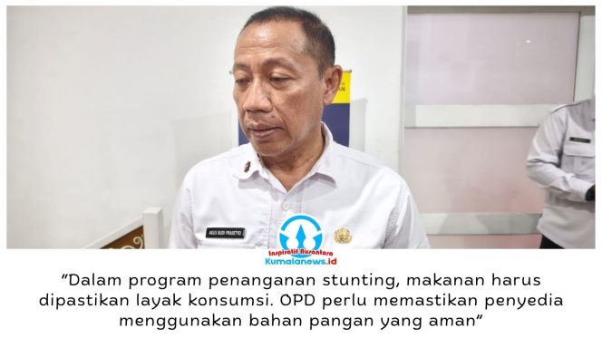 
 Penjabat Sekda Kota Balikpapan, Agus Budi Prasetyo, menegaskan pentingnya keamanan dan kelayakan pangan dalam pencegahan stunting. Ia meminta setiap OPD memastikan makanan yang disediakan melalui program pemerintah aman, bergizi, dan memenuhi standar konsumsi. Foto: M Hilmansyah.