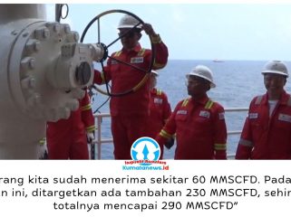 Menteri ESDM Bahlil Lahadalia memutar katup pipa sebagai simbol peresmian pengembangan proyek Jangkrik North East 6 (JNE-6) dan Lapangan Maha-South Hub di Kalimantan Timur, Kamis (22/10/2026).