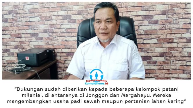 
 Kepala Distanak Kukar, Mohammad Rifani, mendorong pengembangan kelompok petani milenial di Jonggon dan Margahayu melalui diversifikasi usaha pertanian, mulai dari padi sawah hingga pertanian lahan kering, guna meningkatkan pendapatan dan kemandirian petani. Foto: Indirwan.