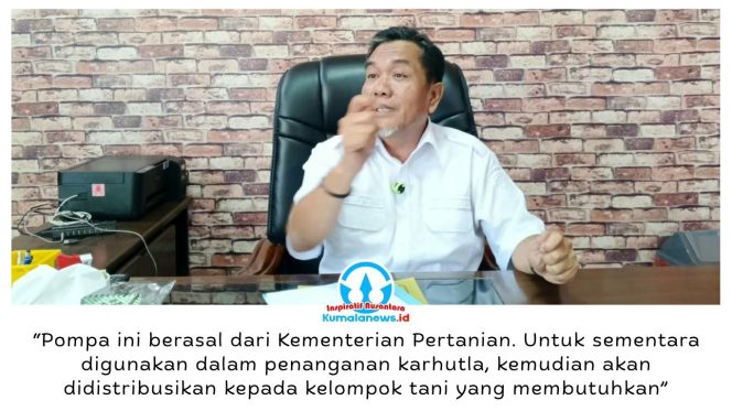 
 Kepala Distanak Kukar, Mohammad Rifani, menyampaikan bahwa lima dari 19 unit bantuan pompa air telah disalurkan kepada kelompok tani, sementara sisanya sementara dititipkan di BPBD Kukar untuk mendukung penanganan karhutla. Foto: Indirwan.