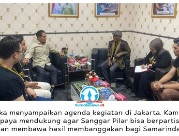 Ketua DPRD Kota Samarinda, Helmi Abdullah, menerima audiensi Sanggar Pilar Samarinda untuk membahas rencana keikutsertaan dalam turnamen seni dan budaya di Jakarta pada 26–27 November 2026. Foto: Ipan