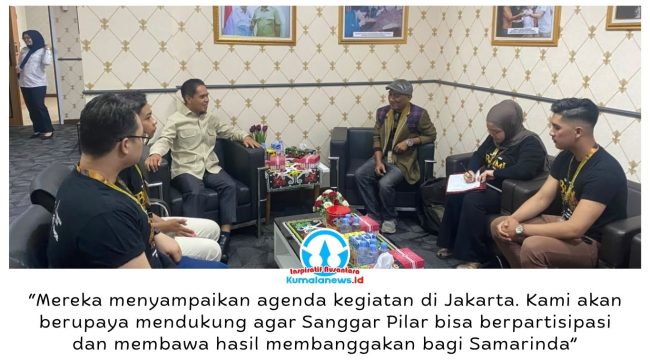 Ketua DPRD Kota Samarinda, Helmi Abdullah, menerima audiensi Sanggar Pilar Samarinda untuk membahas rencana keikutsertaan dalam turnamen seni dan budaya di Jakarta pada 26–27 November 2026. Foto: Ipan