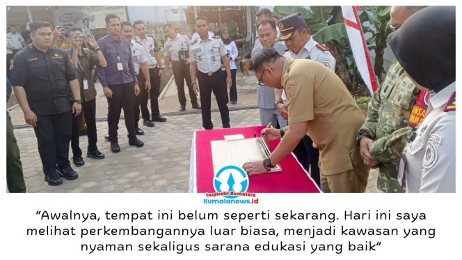 
 Bupati Kutai Kartanegara, Aulia Rahman Basri, menandatangani prasasti peresmian kawasan produktif terpadu SAE PASTARUNG di Lapas Kelas IIA Tenggarong, Selasa (27/10/2026). Foto: Indirwan.