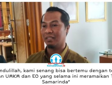 Direktur Utama Perumda Varia Niaga Kota Samarinda, Syamsuddin, menyampaikan rencana penyusunan skema kerja sama baru untuk memperluas keterlibatan UMKM di Teras Samarinda, usai audiensi bersama PUMKMB di DPRD Kota Samarinda, Rabu (28/10/2026). Foto: Yana Ashari.